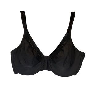 OLGA 35110 BRA size 36D Underwire  Black Soft unlined cup lace trim adjustable